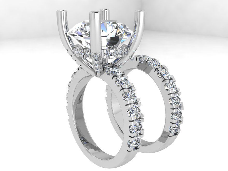 Chain style diamond ring with band 3728 3D print model 3D print model_2