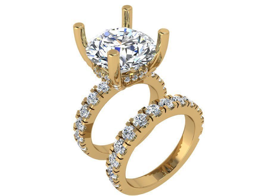 Chain style diamond ring with band 3728 3D print model 3D print model_1