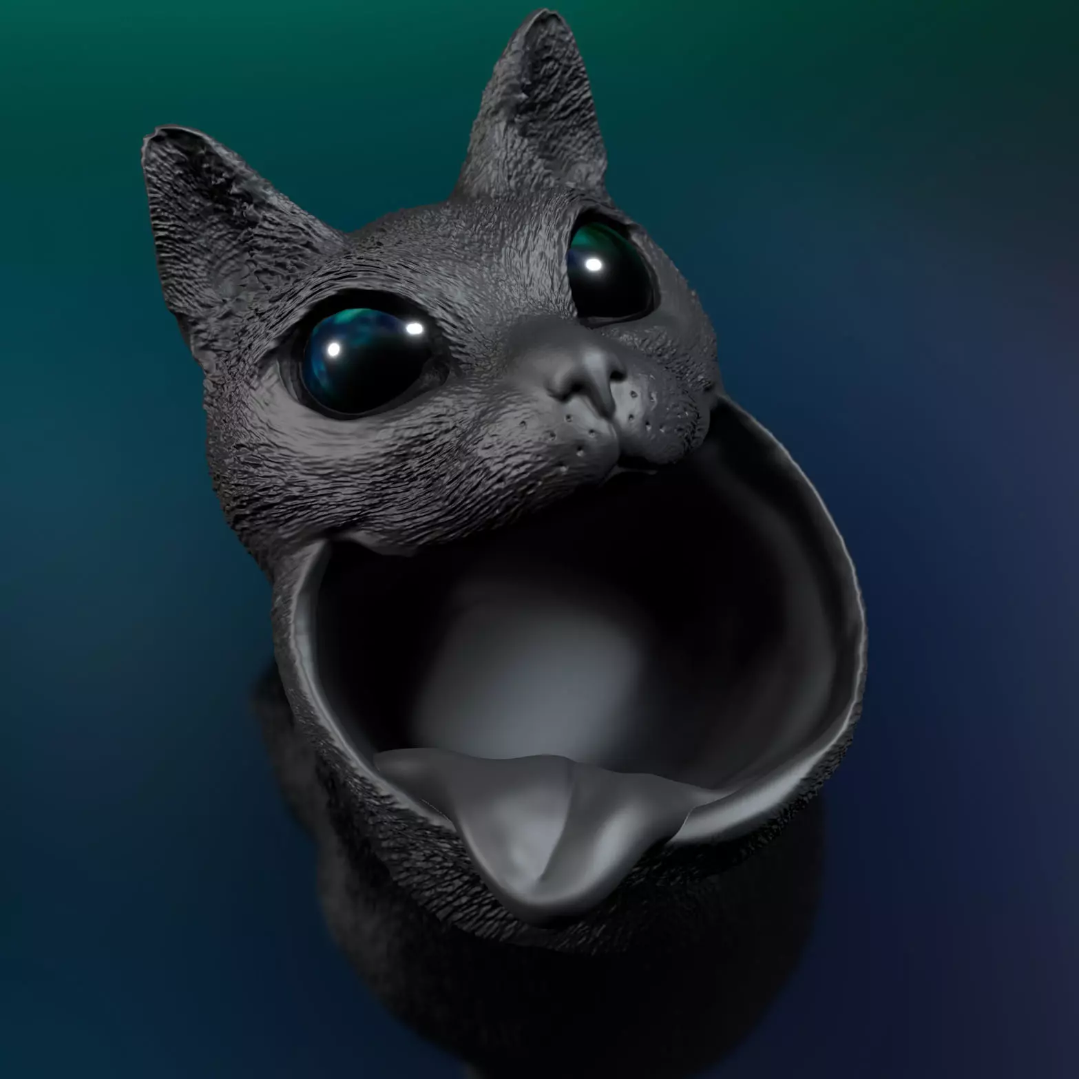 Cat with Tongue - STL 3D Print Model High-Polygon 3D print model_0