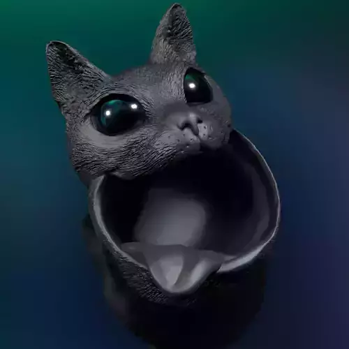 Cat with Tongue - STL 3D Print Model High-Polygon 3D print model
