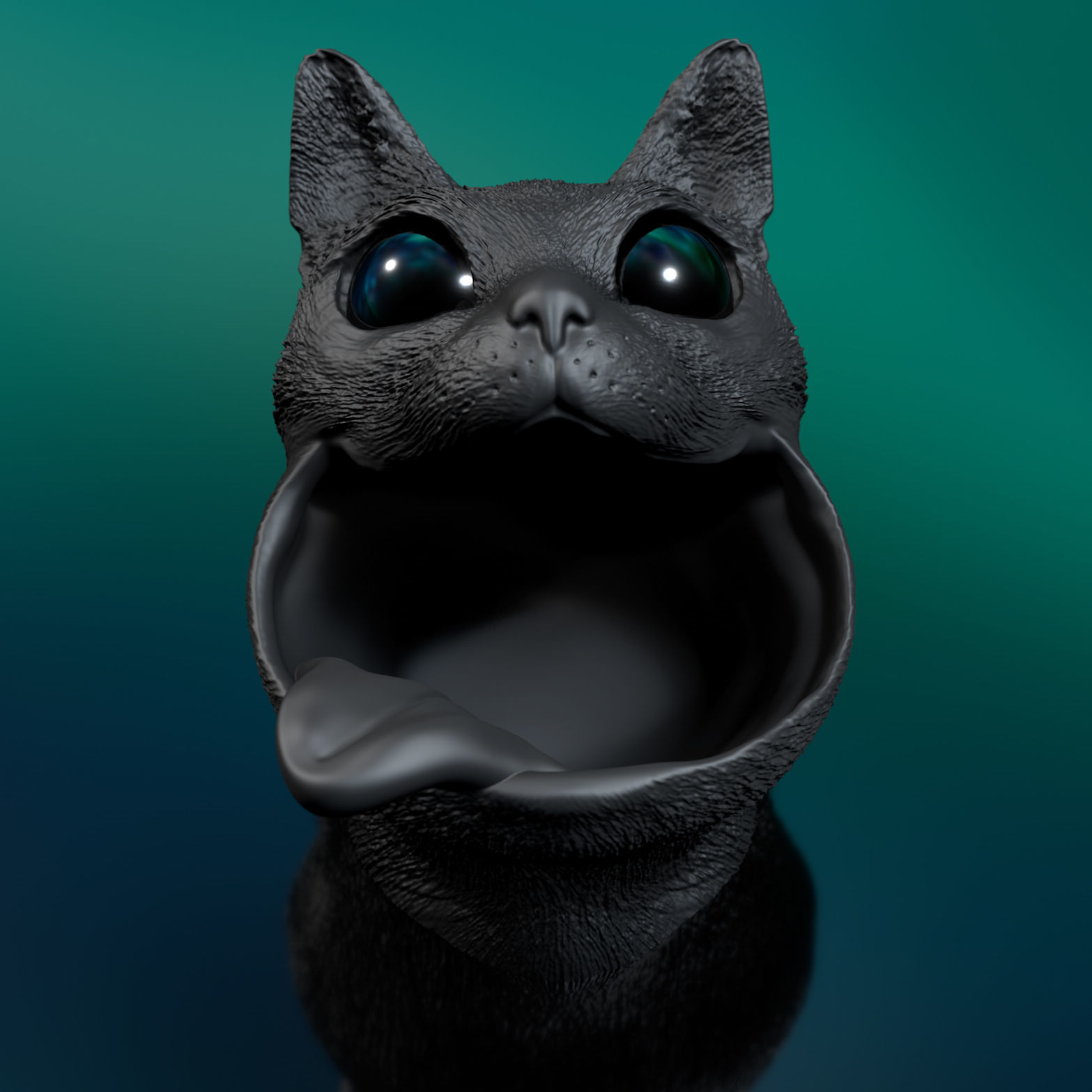 Cat with Tongue - STL 3D Print Model High-Polygon 3D print model_4