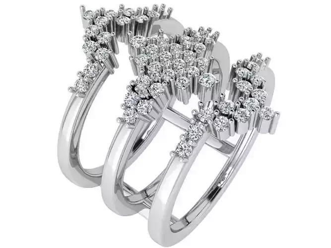 Cross diamond ring with  3 bands 3731 3D pritn model