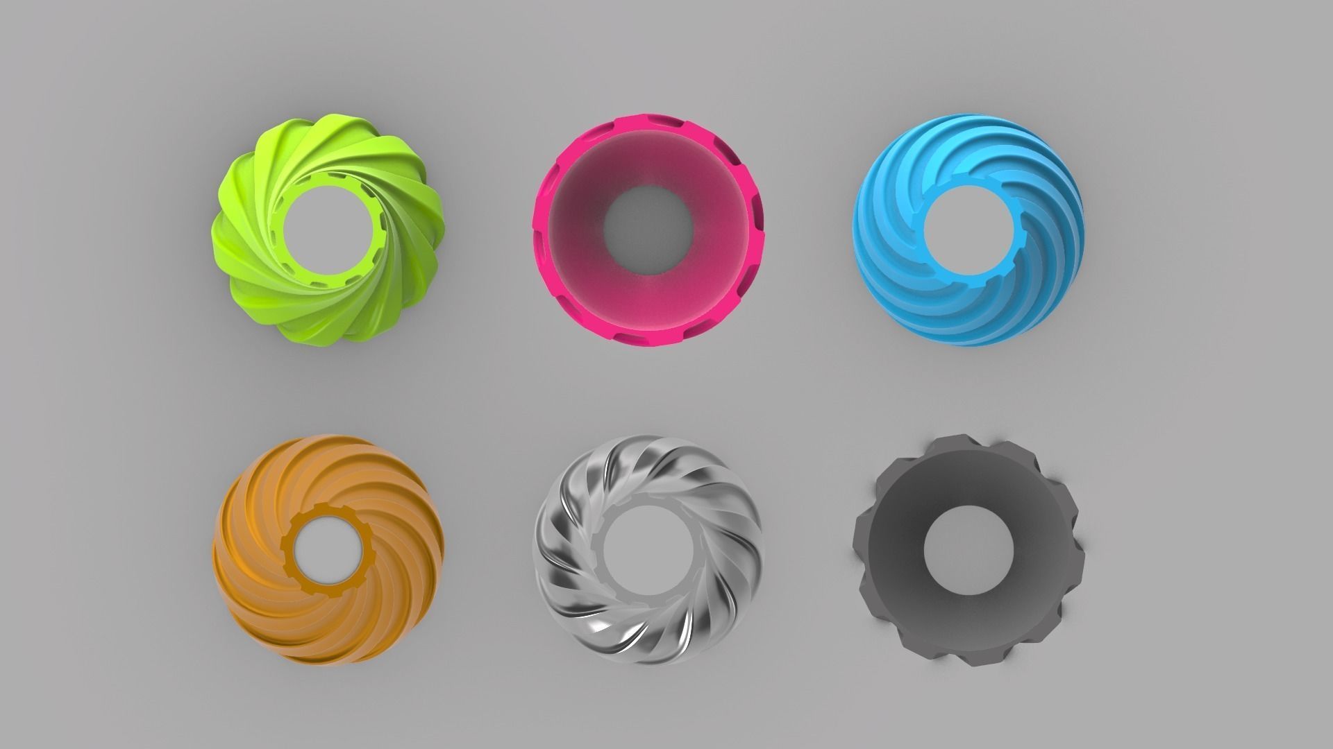 Twisted Wavy Six Vases 3D print model_100