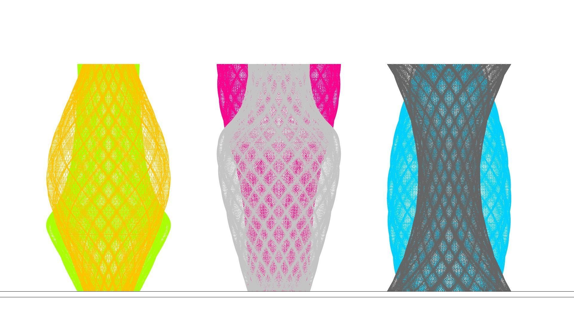 Twisted Wavy Six Vases 3D print model_93