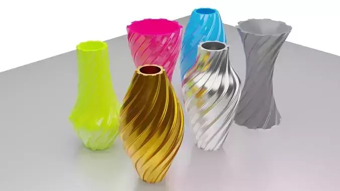 Twisted Wavy Six Vases
