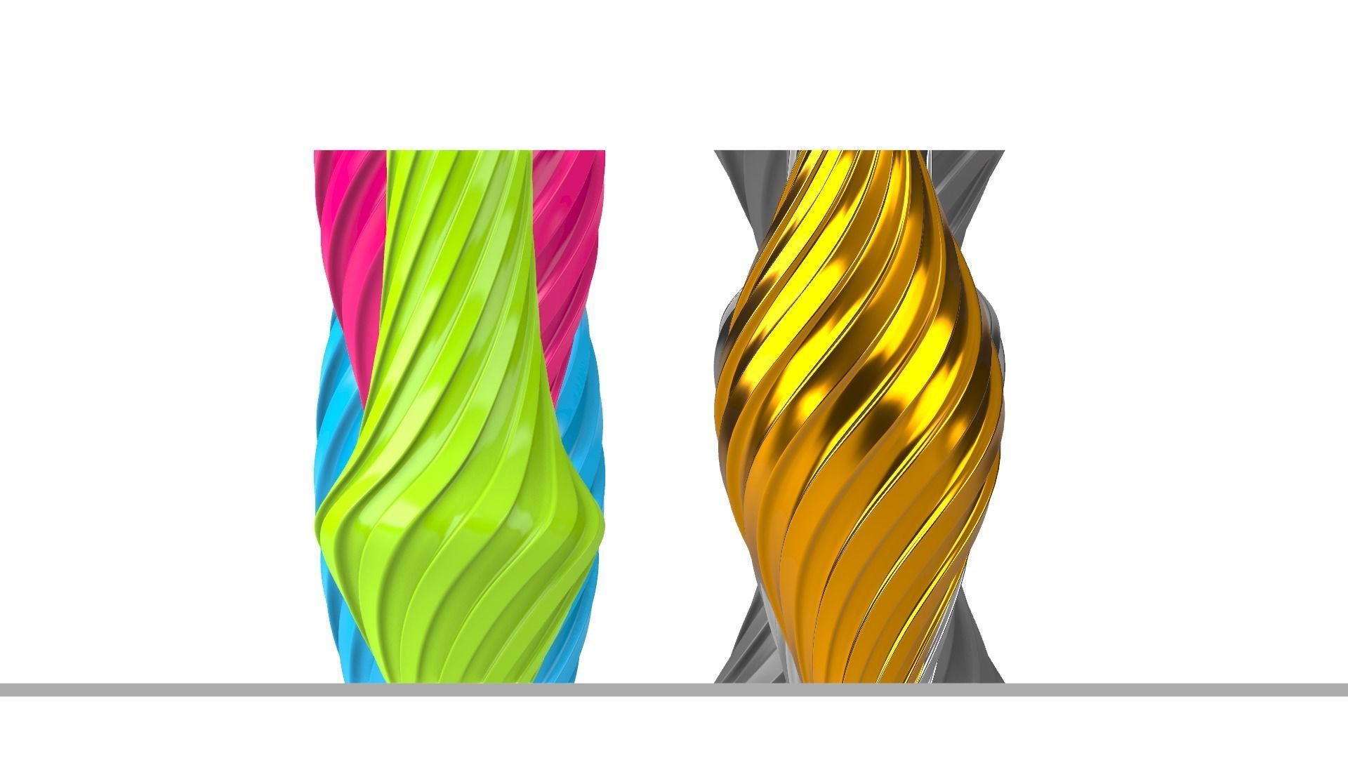 Twisted Wavy Six Vases 3D print model_96