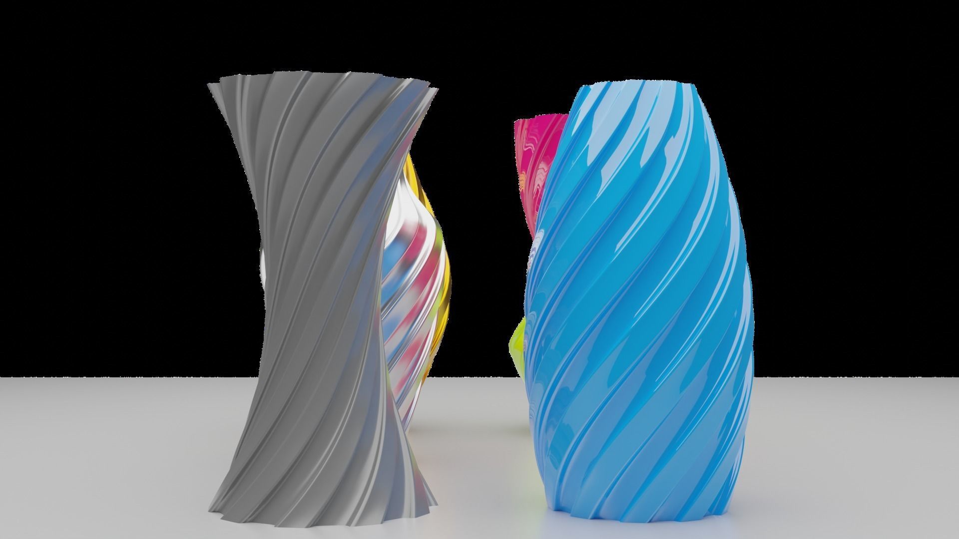 Twisted Wavy Six Vases 3D print model_6