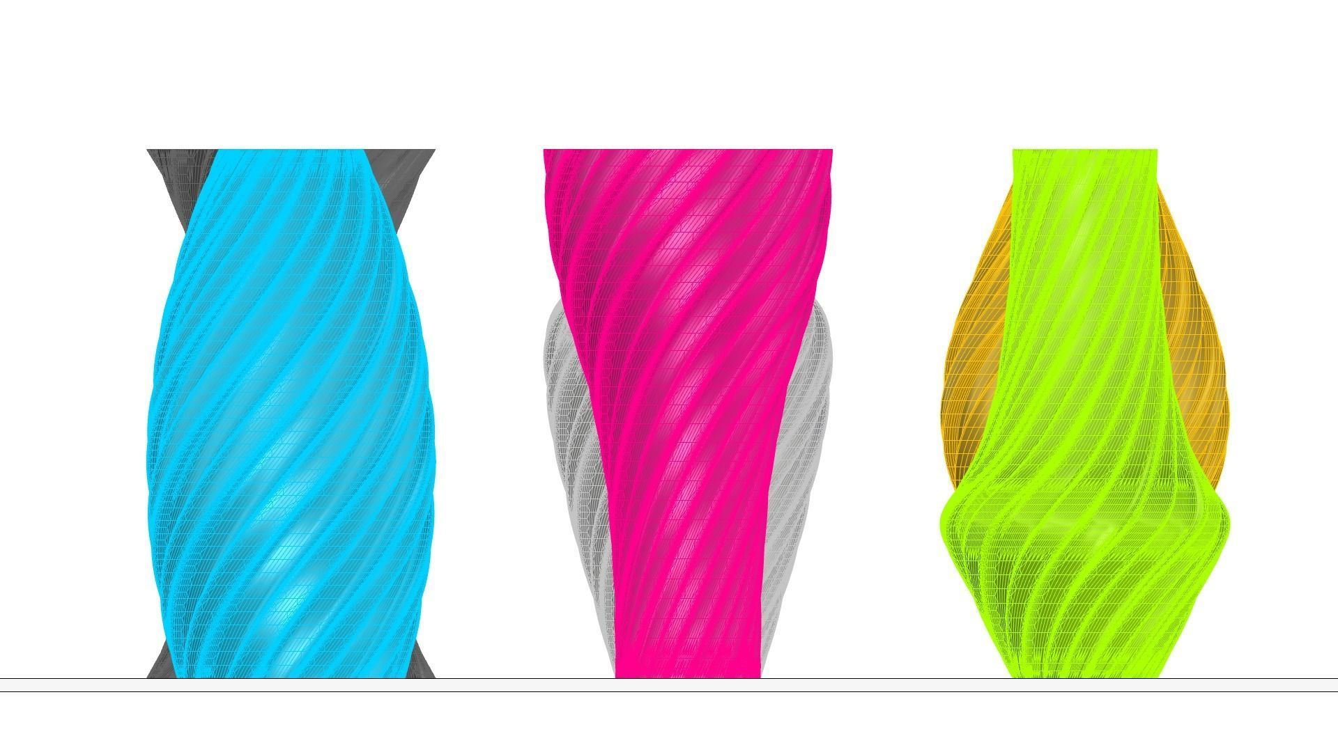 Twisted Wavy Six Vases 3D print model_95