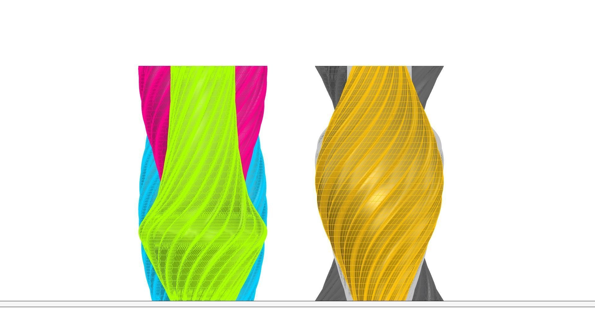 Twisted Wavy Six Vases 3D print model_97