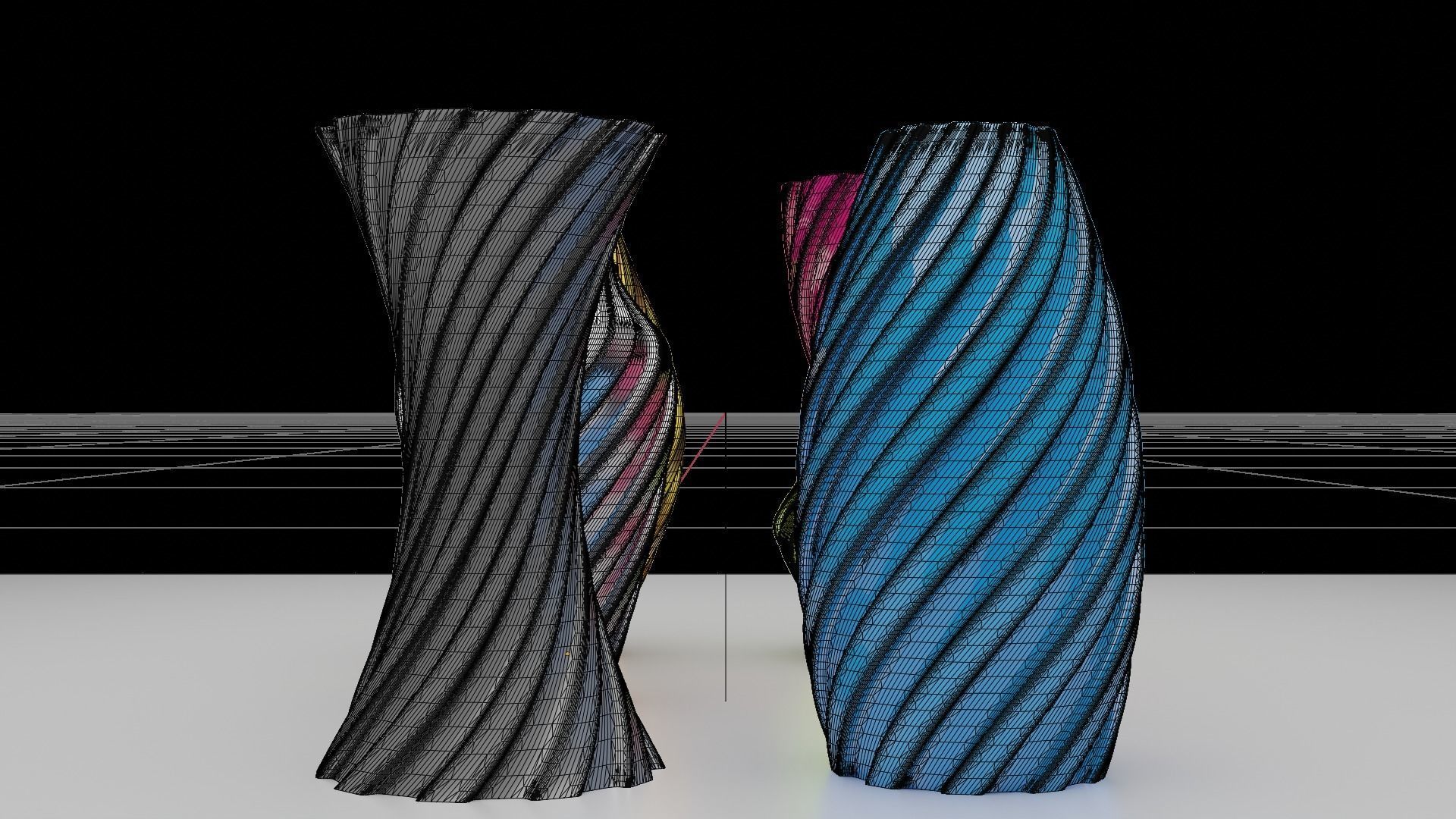 Twisted Wavy Six Vases 3D print model_7