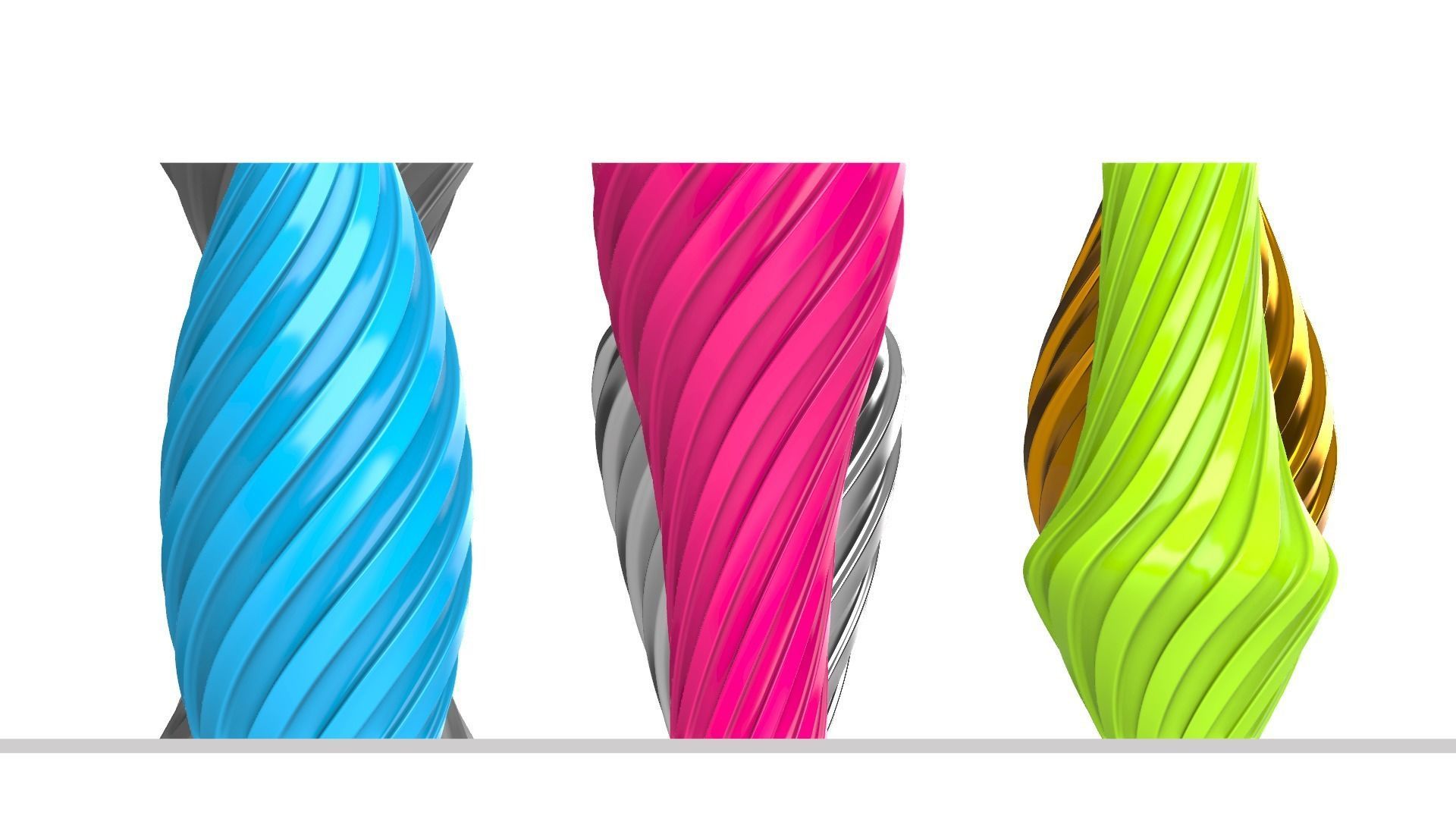 Twisted Wavy Six Vases 3D print model_94