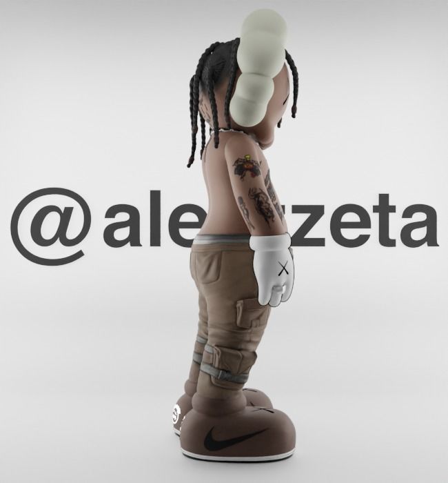Kaws Travis Scott Textured Low-poly 3D model_27