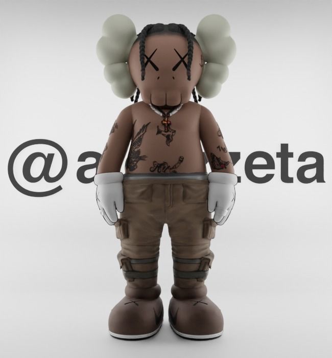 Kaws Travis Scott Textured Low-poly 3D model_1