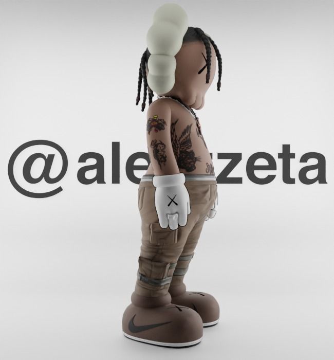 Kaws Travis Scott Textured Low-poly 3D model_30