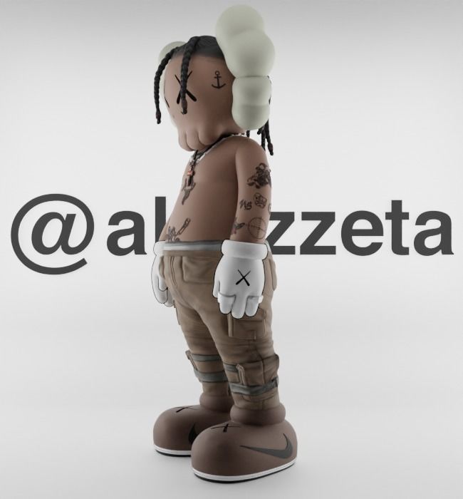 Kaws Travis Scott Textured Low-poly 3D model_7