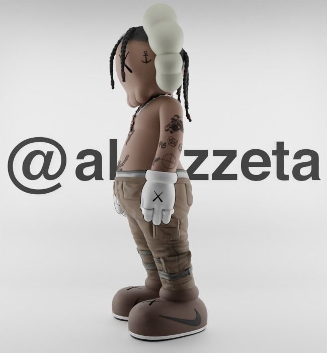 Kaws Travis Scott Textured Low-poly 3D model_8