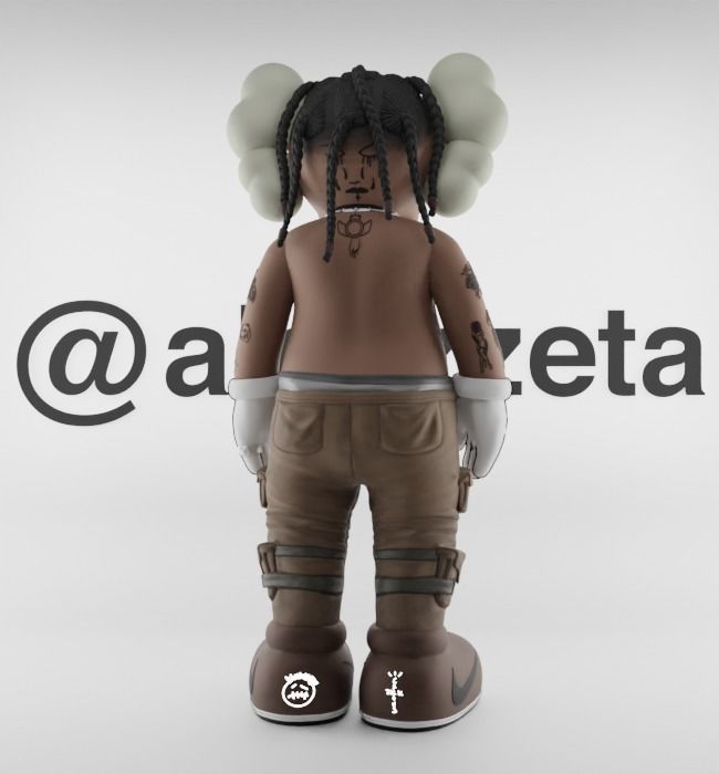 Kaws Travis Scott Textured Low-poly 3D model_20