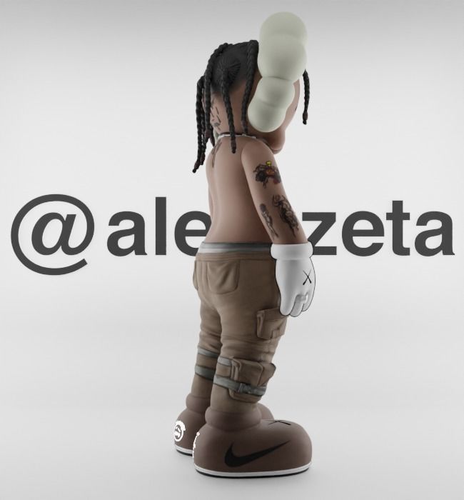 Kaws Travis Scott Textured Low-poly 3D model_26