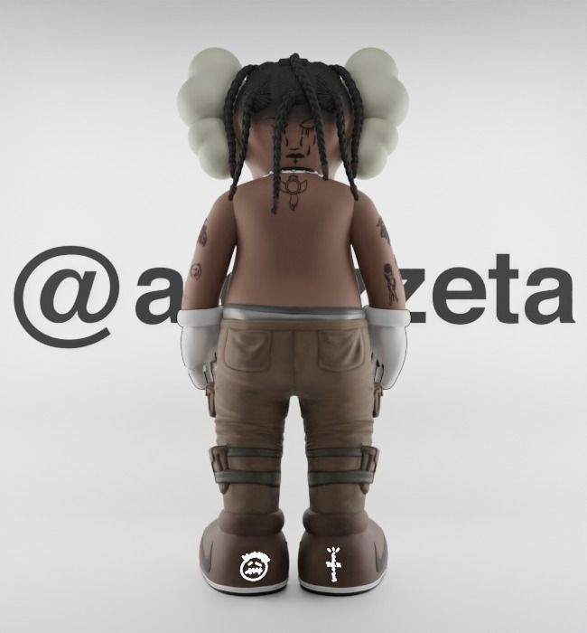 Kaws Travis Scott Textured Low-poly 3D model_19