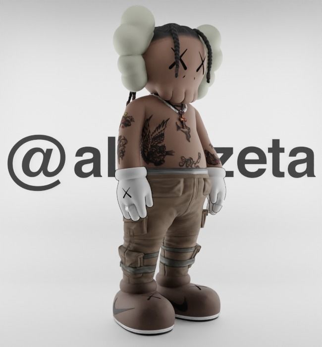 Kaws Travis Scott Textured Low-poly 3D model_33