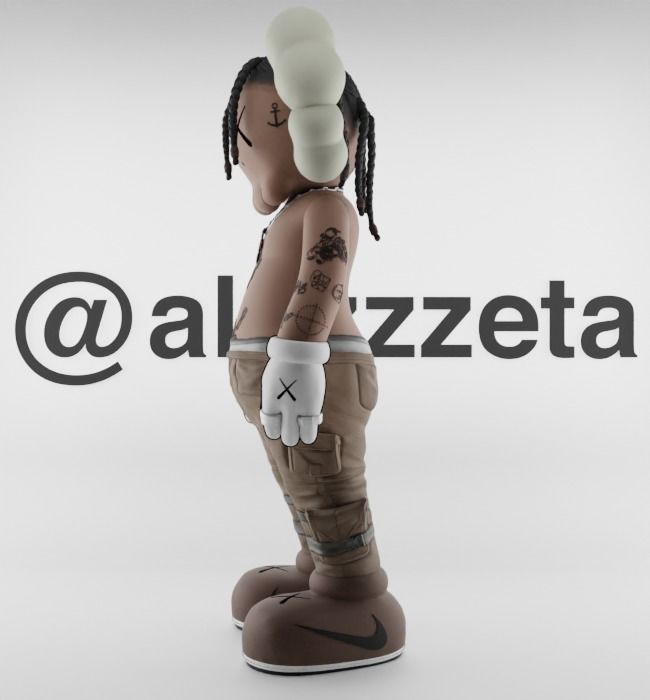 Kaws Travis Scott Textured Low-poly 3D model_9