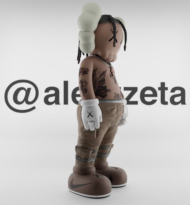 Kaws Travis Scott Textured Low-poly 3D model_31