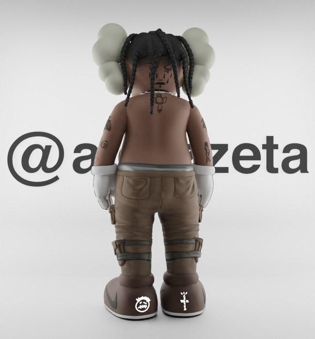 Kaws Travis Scott Textured Low-poly 3D model_18