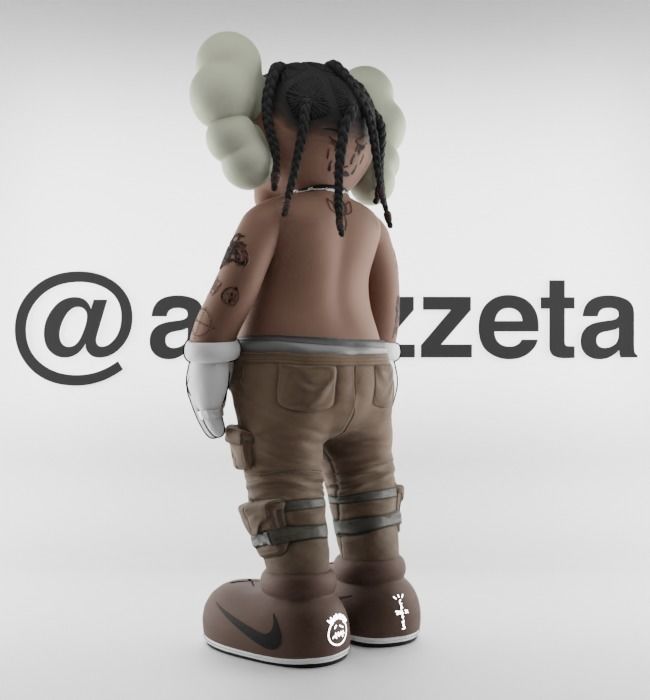 Kaws Travis Scott Textured Low-poly 3D model_15