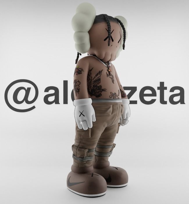 Kaws Travis Scott Textured Low-poly 3D model_32