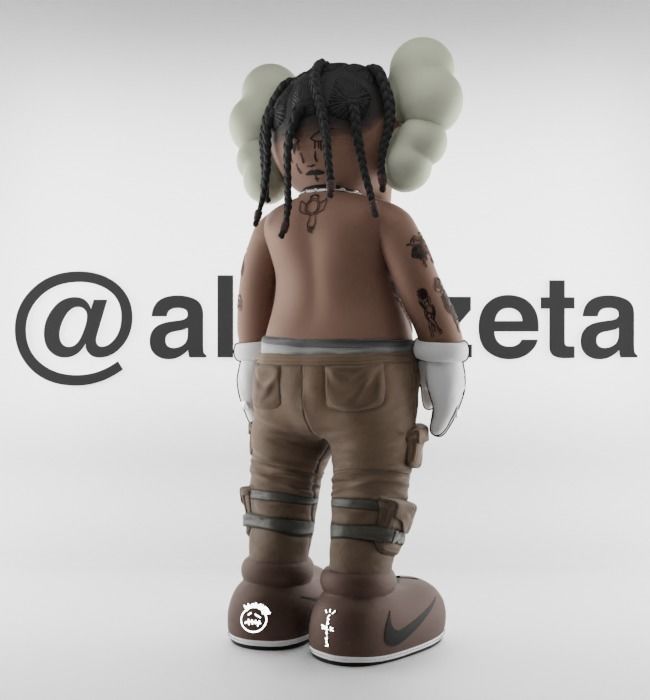 Kaws Travis Scott Textured Low-poly 3D model_22