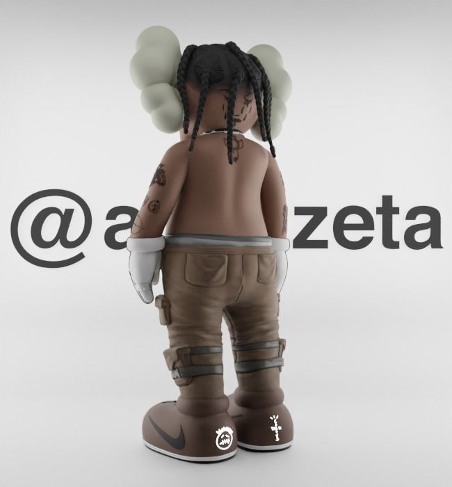 Kaws Travis Scott Textured Low-poly 3D model_16
