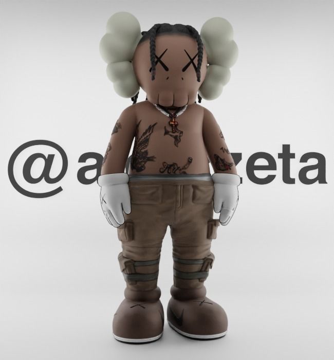 Kaws Travis Scott Textured Low-poly 3D model_36