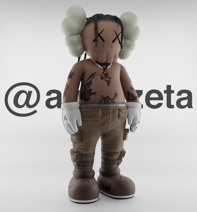 Kaws Travis Scott Textured Low-poly 3D model_35