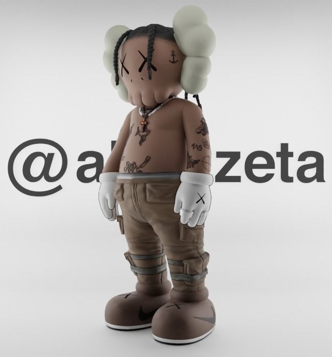 Kaws Travis Scott Textured Low-poly 3D model_5