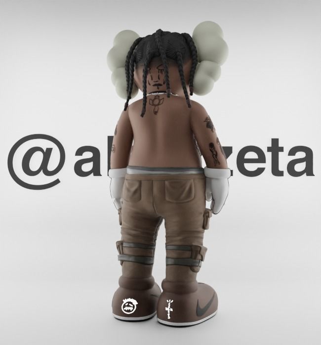 Kaws Travis Scott Textured Low-poly 3D model_21
