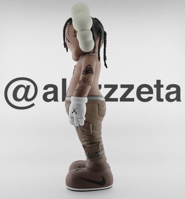 Kaws Travis Scott Textured Low-poly 3D model_10