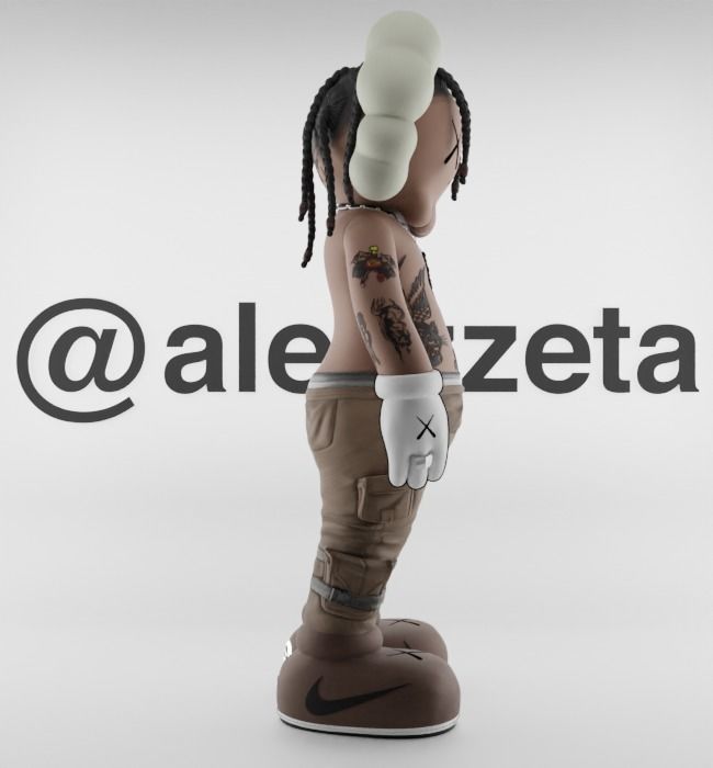 Kaws Travis Scott Textured Low-poly 3D model_28