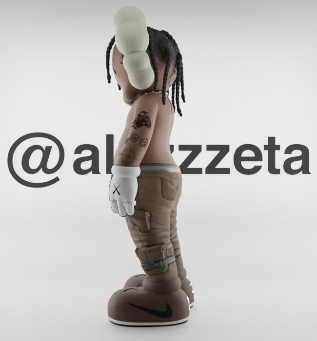 Kaws Travis Scott Textured Low-poly 3D model_11