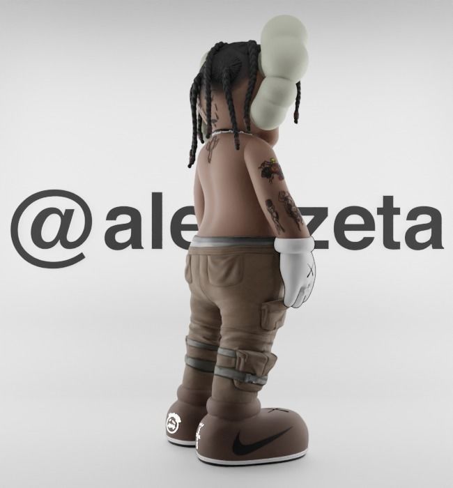 Kaws Travis Scott Textured Low-poly 3D model_25