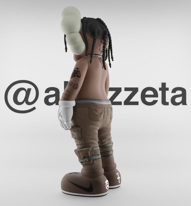 Kaws Travis Scott Textured Low-poly 3D model_13