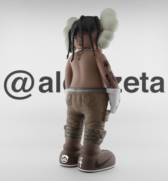Kaws Travis Scott Textured Low-poly 3D model_23