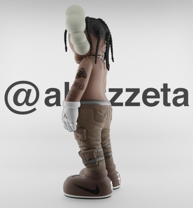 Kaws Travis Scott Textured Low-poly 3D model_12