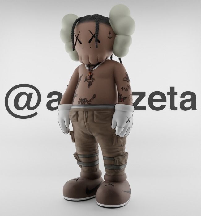 Kaws Travis Scott Textured Low-poly 3D model_4