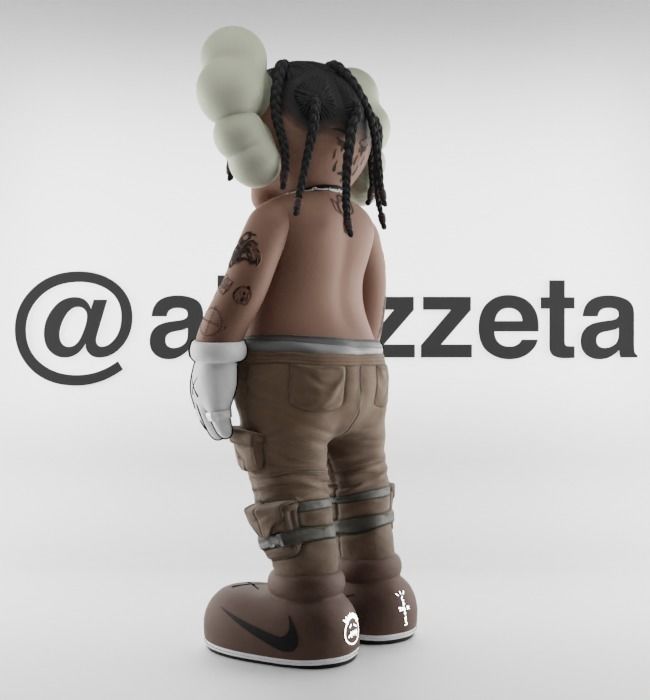 Kaws Travis Scott Textured Low-poly 3D model_14