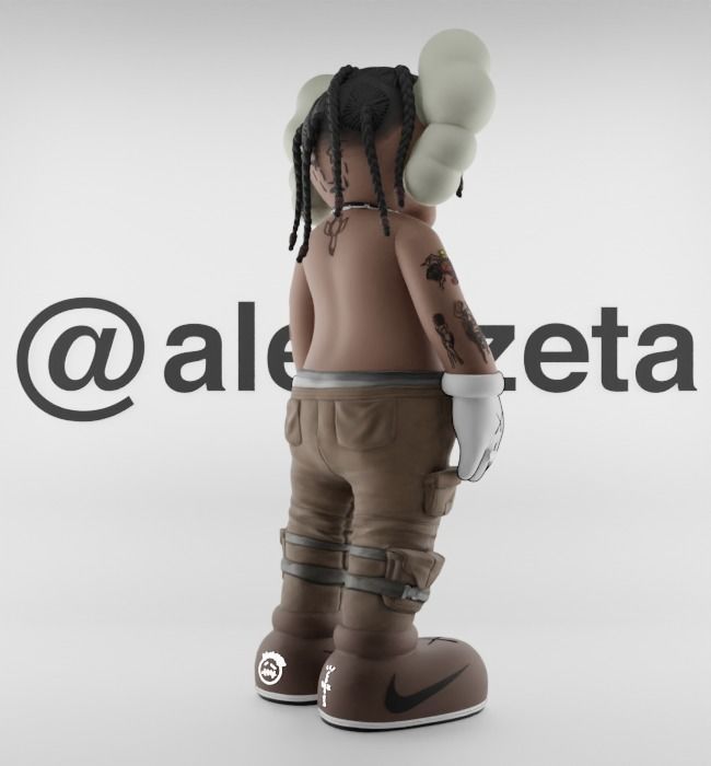 Kaws Travis Scott Textured Low-poly 3D model_24