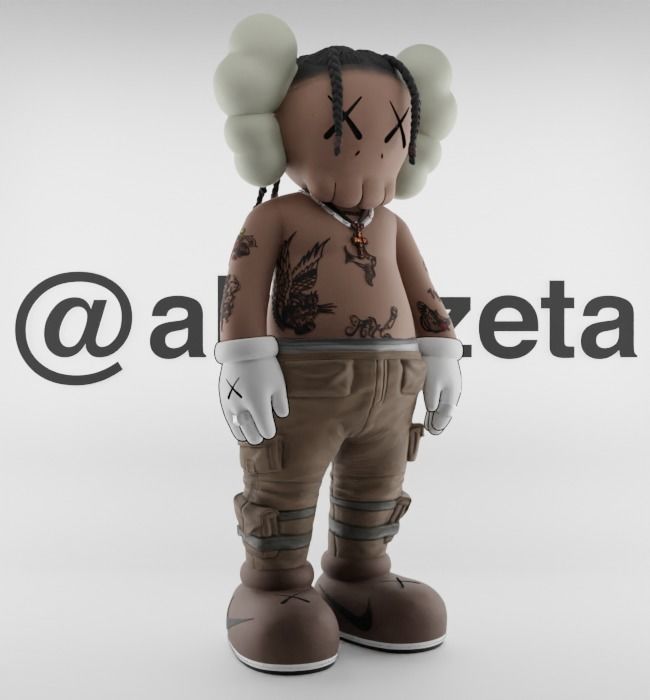 Kaws Travis Scott Textured Low-poly 3D model_34