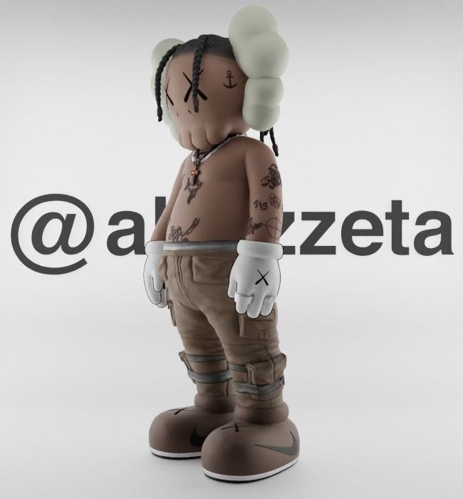 Kaws Travis Scott Textured Low-poly 3D model_6