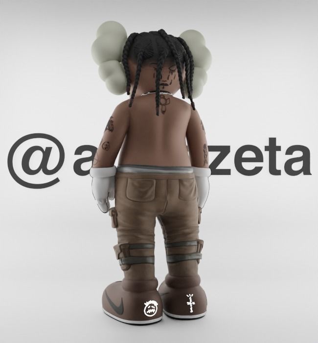 Kaws Travis Scott Textured Low-poly 3D model_17