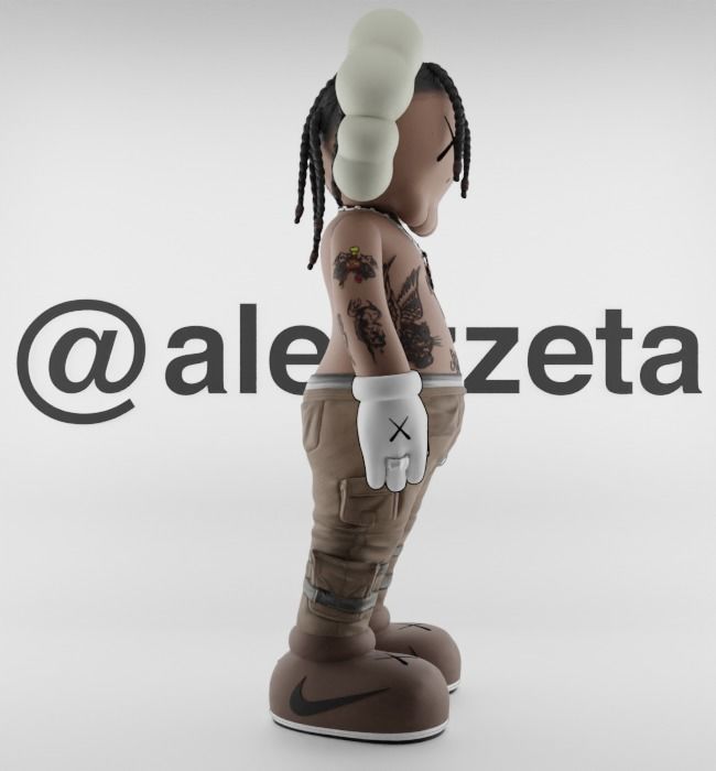 Kaws Travis Scott Textured Low-poly 3D model_29