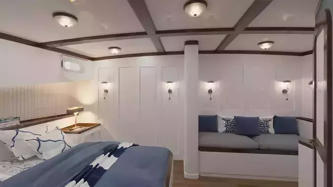 Boat 3d Model L1 Master Cabin-Bridge and Saloon-Passenger Cabin
